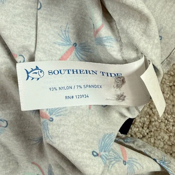 Southern Tide Men Medium Gray Fishing Fly Lure AOP Performance Button Down Shirt - Picture 5 of 5